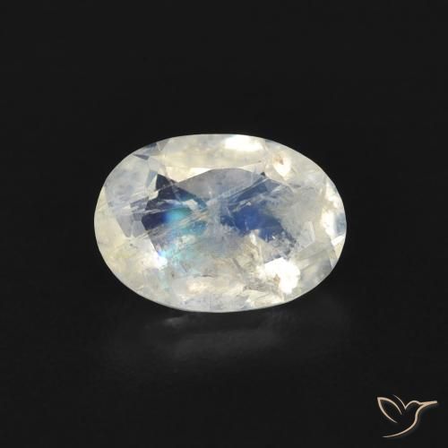 0.69ct 天然 蓝白色 彩虹月长石, 椭圆形, 透明