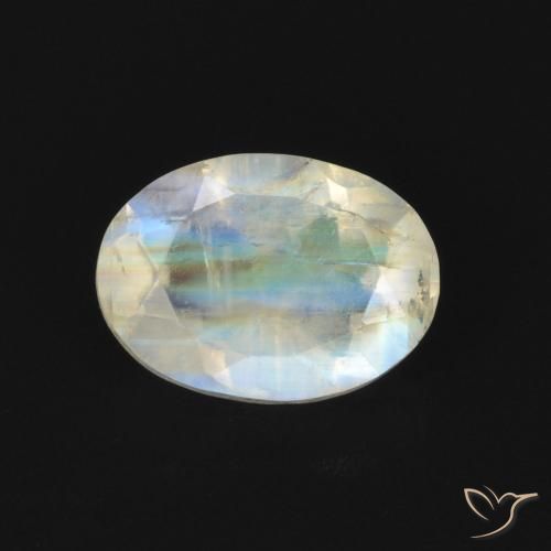 0.85ct 天然 蓝白色 彩虹月长石, 椭圆形, 透明