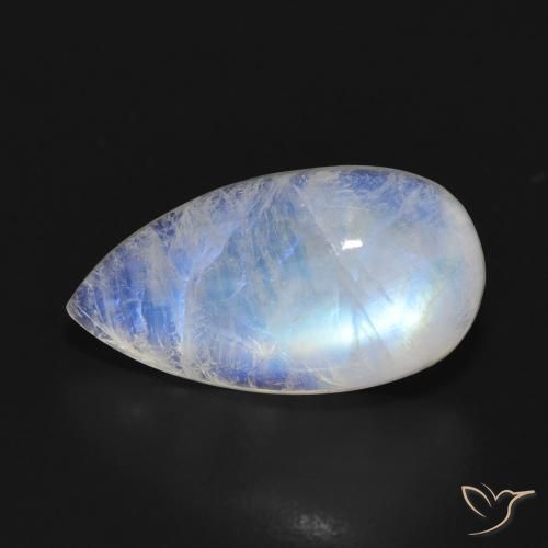 9.43ct 天然 蓝白色 彩虹月长石, 梨形, 半透明