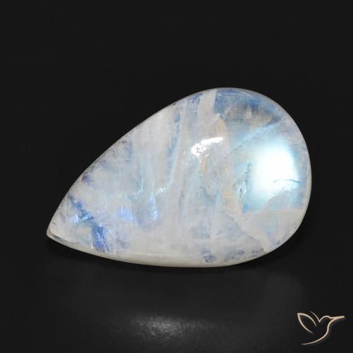 7.16ct 天然 蓝白色 彩虹月长石, 梨形, 半透明