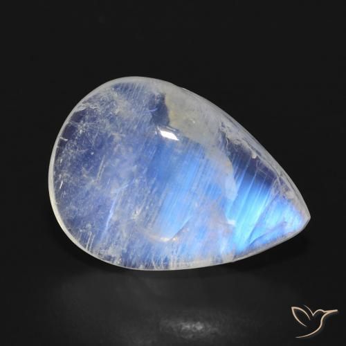 7.54ct 天然 蓝白色 彩虹月长石, 梨形, 半透明