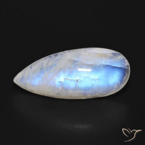 15.24ct 天然 蓝白色 彩虹月长石, 梨形, 半透明