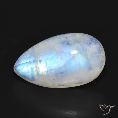 11.38ct 天然 蓝白色 彩虹月长石, 梨形, 半透明
