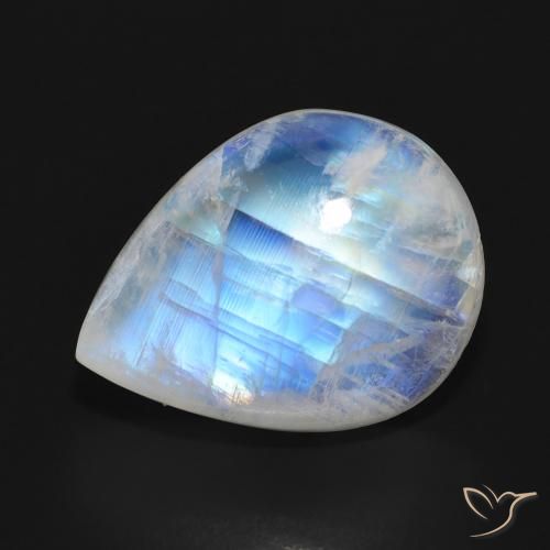 13.00ct 天然 蓝白色 彩虹月长石, 梨形, 半透明