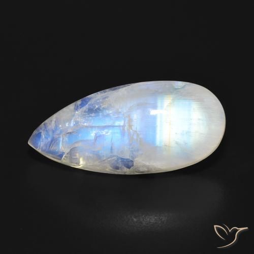 14.80ct 天然 蓝白色 彩虹月长石, 梨形, 半透明