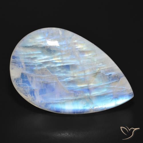 47.73ct 天然 蓝白色 彩虹月长石, 梨形, 半透明