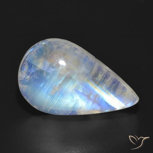13.93ct 天然 蓝白色 彩虹月长石, 梨形, 半透明