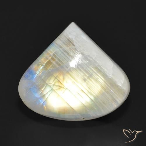 13.90ct 天然 蓝白色 彩虹月长石, 梨形, 半透明