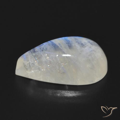 7.70克拉天然彩虹月长石，梨形，半透明