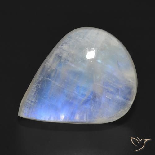 15.29ct 天然 蓝白色 彩虹月长石, 梨形, 半透明