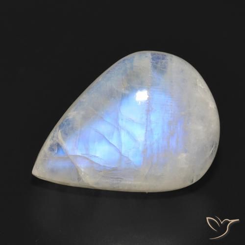 12.69ct 天然 蓝白色 彩虹月长石, 梨形, 半透明