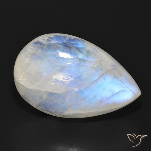 28.68ct 天然 蓝白色 彩虹月长石, 梨形, 半透明