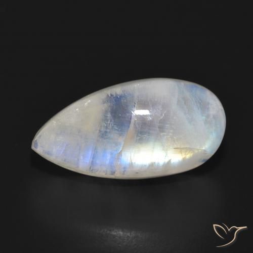 12.48ct 天然 蓝白色 彩虹月长石, 梨形, 半透明
