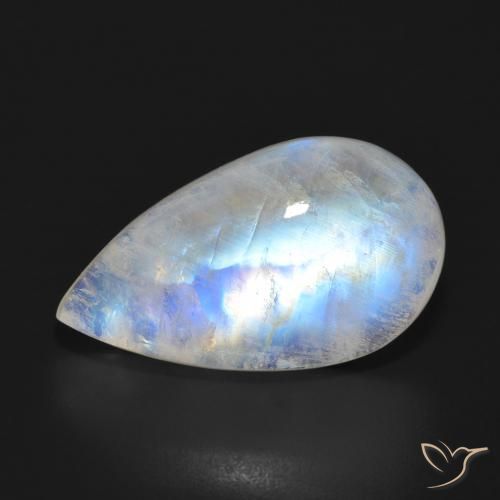14.91ct 天然 蓝白色 彩虹月长石, 梨形, 半透明