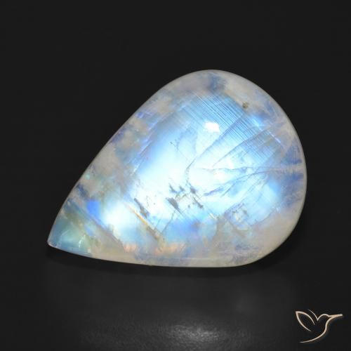 18.57ct 天然 蓝白色 彩虹月长石, 梨形, 半透明