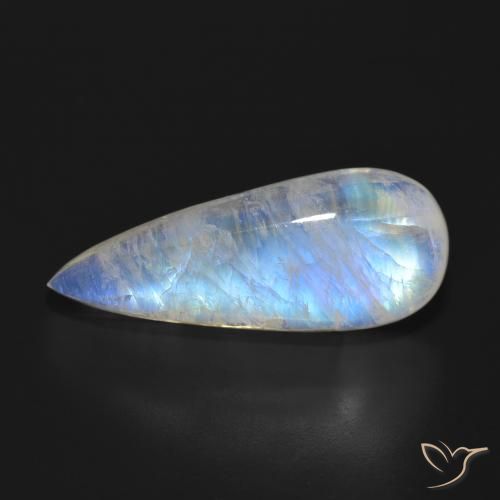 18.31ct 天然 蓝白色 彩虹月长石, 梨形, 半透明