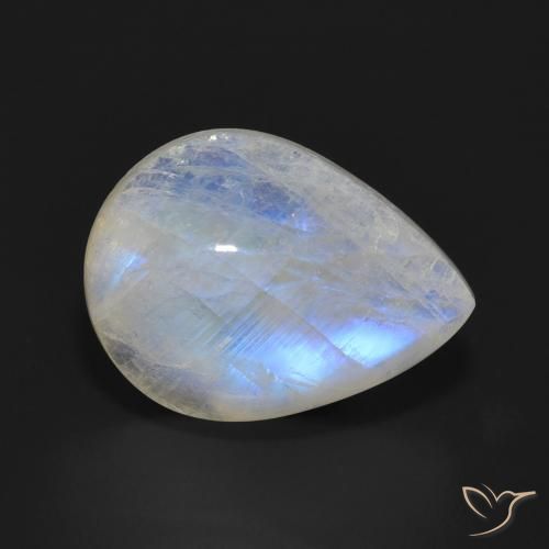 10.73ct 天然 蓝白色 彩虹月长石, 梨形, 半透明