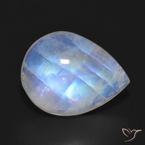 11.64ct 天然 蓝白色 彩虹月长石, 梨形, 半透明