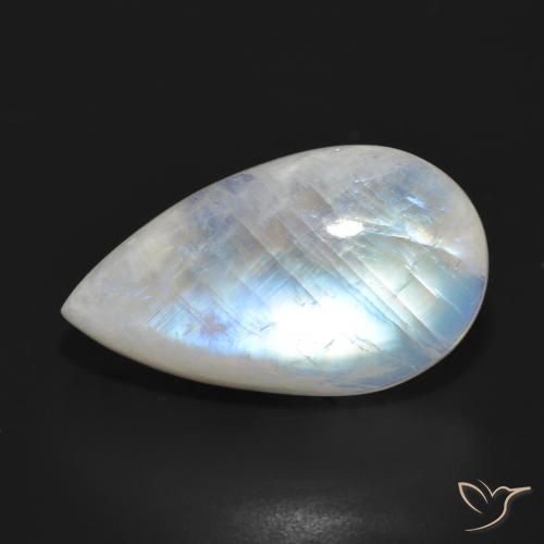 21.04ct 天然 蓝白色 彩虹月长石, 梨形, 半透明