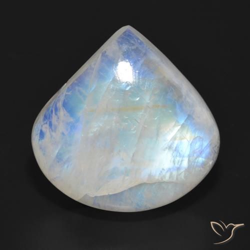 30.80ct 天然 蓝白色 彩虹月长石, 梨形, 半透明