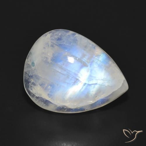 13.18ct 天然 蓝白色 彩虹月长石, 梨形, 半透明