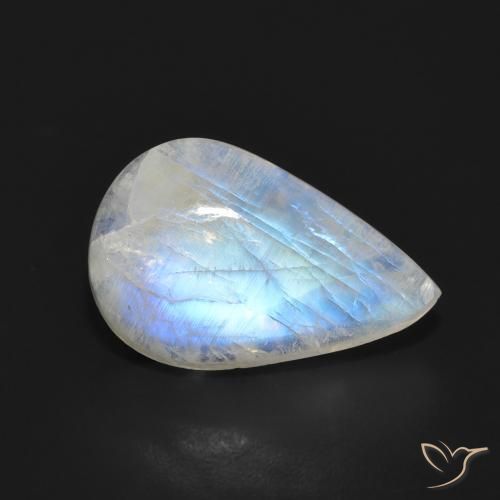 7.05ct 天然 蓝白色 彩虹月长石, 梨形, 半透明
