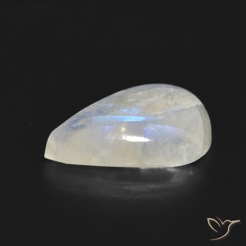 7.05克拉天然彩虹月长石，梨形，半透明