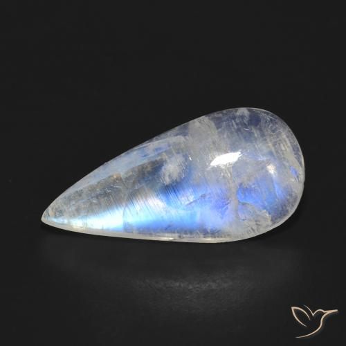 5.47ct 天然 蓝白色 彩虹月长石, 梨形, 半透明
