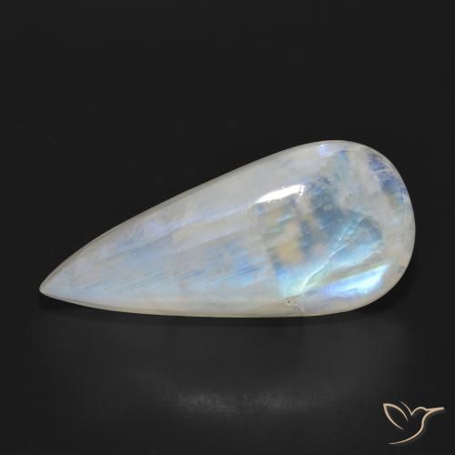 24.85ct 天然 蓝白色 彩虹月长石, 梨形, 半透明