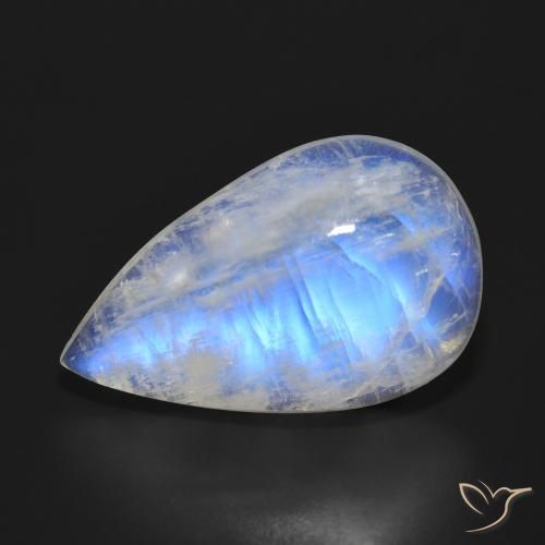 20.73ct 天然 蓝白色 彩虹月长石, 梨形, 半透明