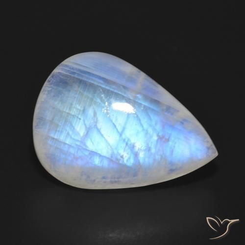 11.87ct 天然 蓝白色 彩虹月长石, 梨形, 半透明