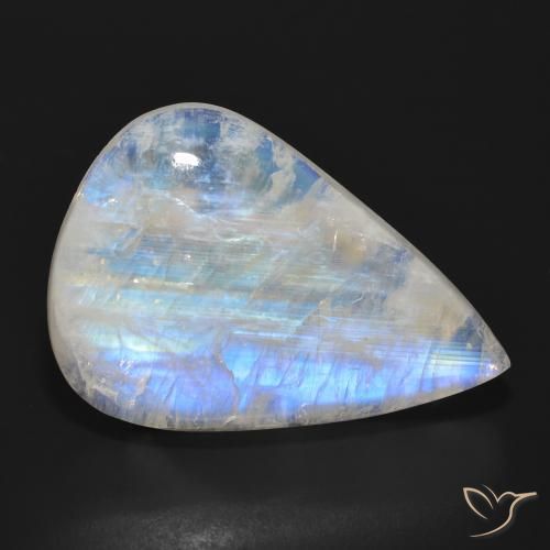 25.41ct 天然 蓝白色 彩虹月长石, 梨形, 半透明