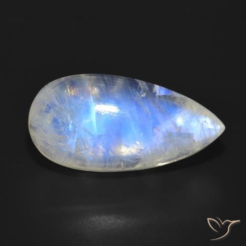 18.02ct 天然 蓝白色 彩虹月长石, 梨形, 半透明