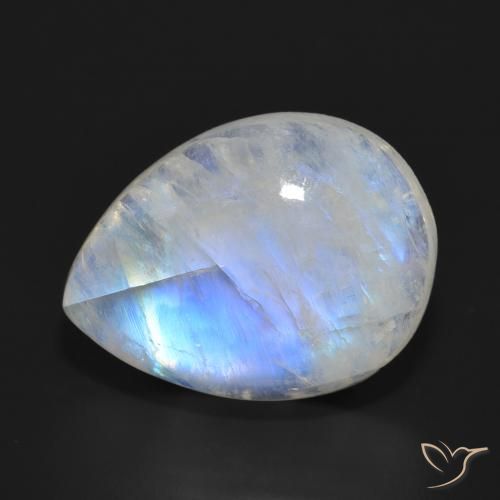 18.25ct 天然 蓝白色 彩虹月长石, 梨形, 半透明