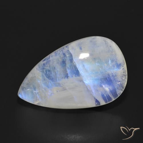 17.97ct 天然 蓝白色 彩虹月长石, 梨形, 半透明