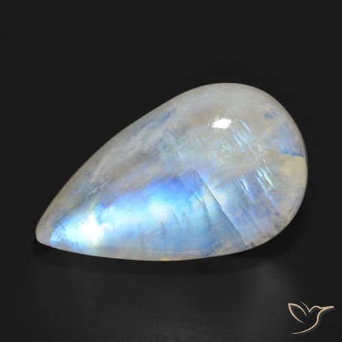 23.70ct 天然 蓝白色 彩虹月长石, 梨形, 半透明