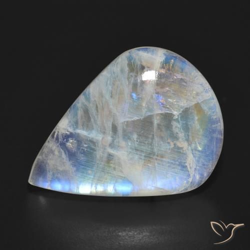 15.14ct 天然 蓝白色 彩虹月长石, 梨形, 半透明
