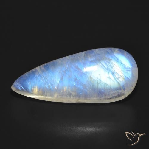 17.24ct 天然 蓝白色 彩虹月长石, 梨形, 半透明