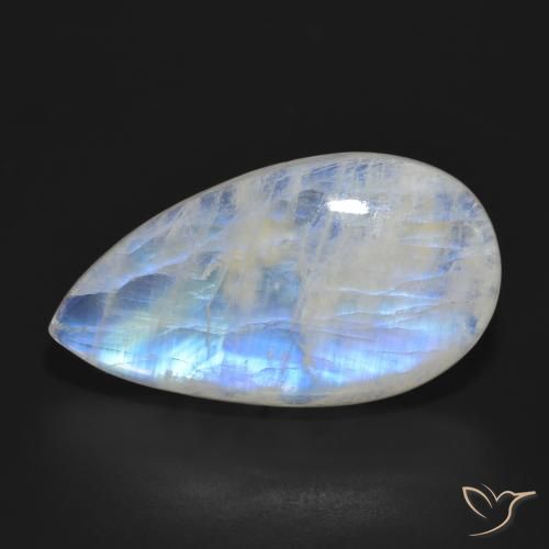 23.96ct 天然 蓝白色 彩虹月长石, 梨形, 半透明