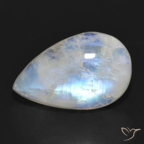 11.69ct 天然 蓝白色 彩虹月长石, 梨形, 半透明