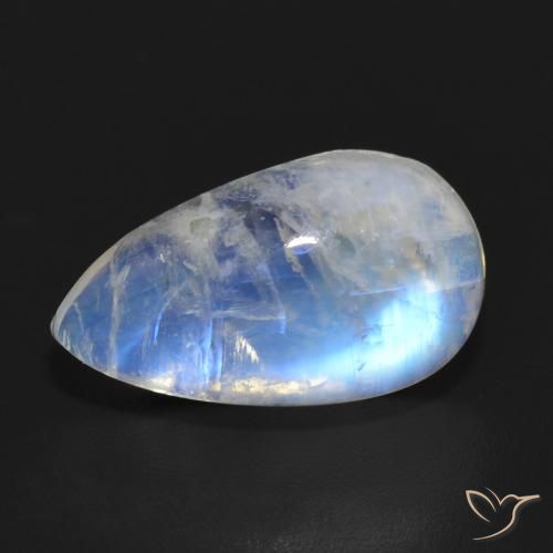 7.10ct 天然 蓝白色 彩虹月长石, 梨形, 半透明