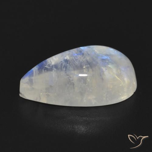 7.10克拉天然彩虹月长石，梨形，半透明