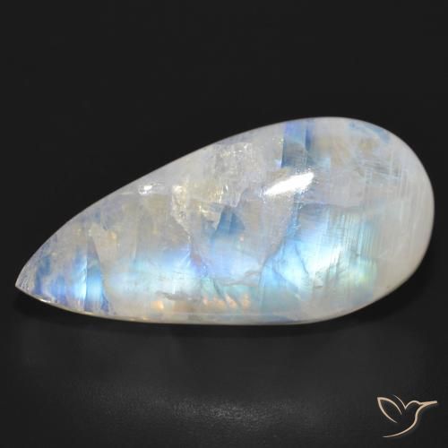 23.92ct 天然 蓝白色 彩虹月长石, 梨形, 半透明