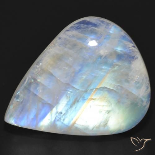 20.35ct 天然 蓝白色 彩虹月长石, 梨形, 半透明