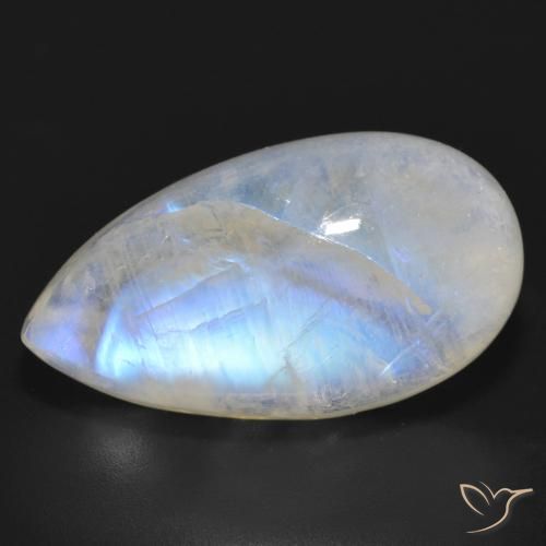 20.60ct 天然 蓝白色 彩虹月长石, 梨形, 半透明