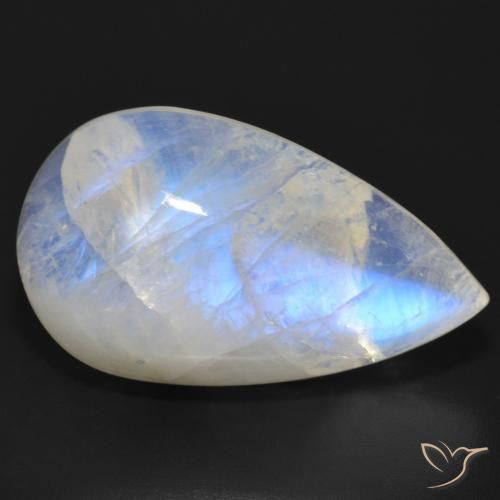 22.05ct 天然 蓝白色 彩虹月长石, 梨形, 半透明