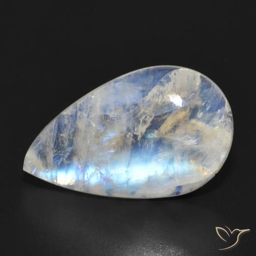 7.51ct 天然 蓝白色 彩虹月长石, 梨形, 半透明