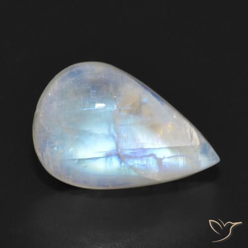 6.93ct 天然 蓝白色 彩虹月长石, 梨形, 半透明