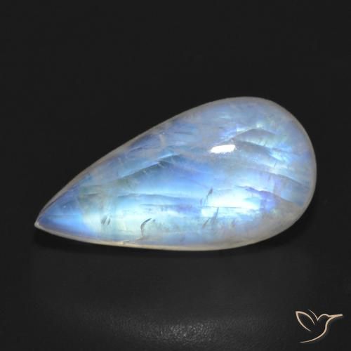 7.64ct 天然 蓝白色 彩虹月长石, 梨形, 半透明