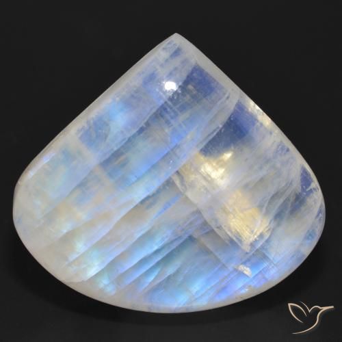 36.83ct 天然 蓝白色 彩虹月长石, 梨形, 半透明